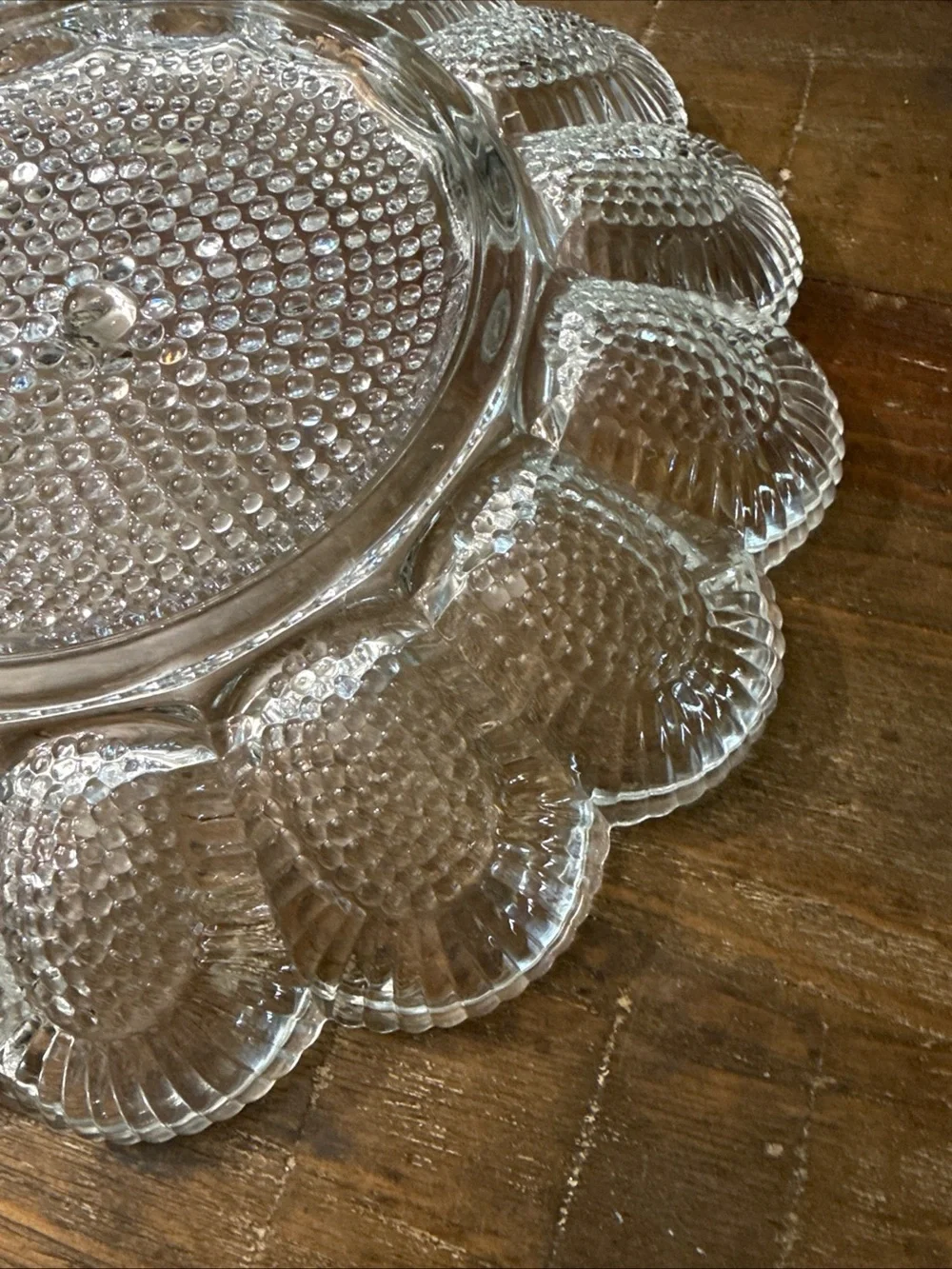 Indiana Glass Hobnail Clear Pressed Glass Deviled Egg or Serving Platter